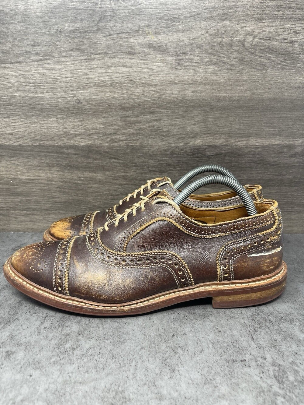 Allen Edmonds Strand Mens Size 8 Brown Leather Cap Toe Brogue Oxford Dress Shoes
